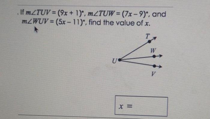 Which value of x would make suv tuw by hl