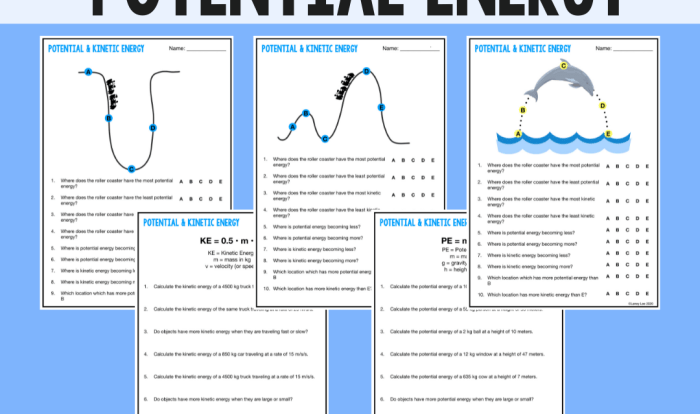 Kinetic and potential energy worksheet answers