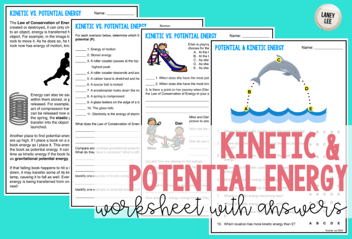 Kinetic and potential energy worksheet answers