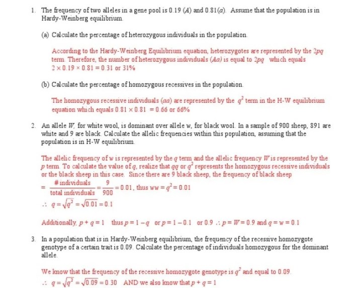 Hardy weinberg practice problems with answer key