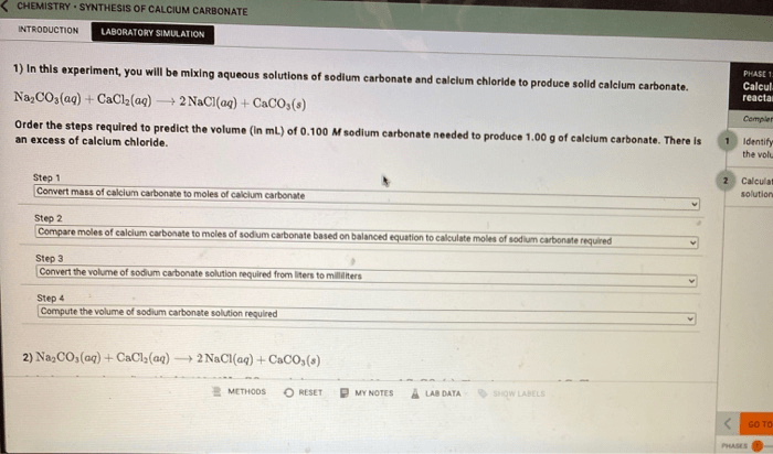 Stoichiometry synthesis of calcium carbonate